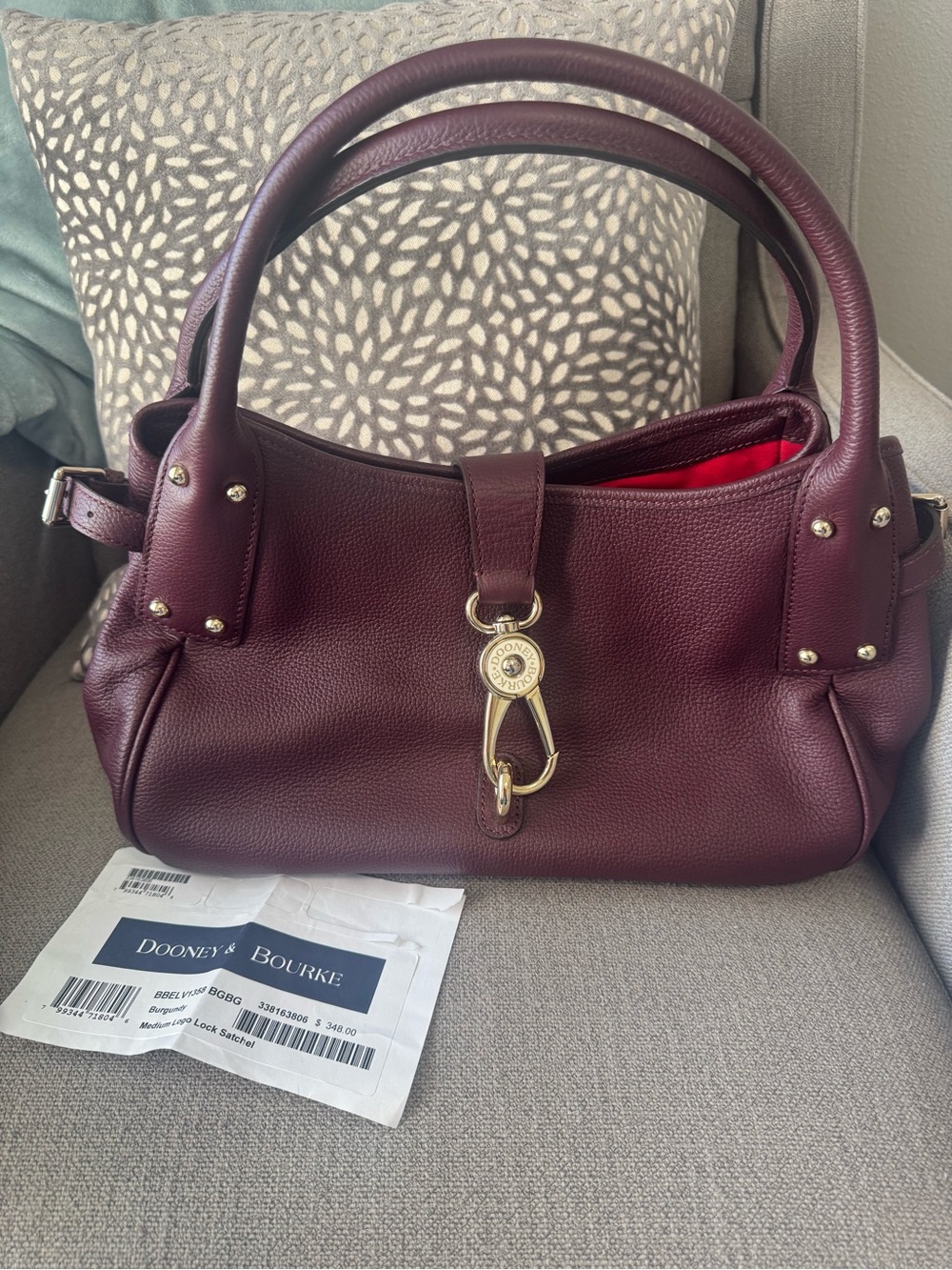 Dooney & Bourke Burgundy Medium Logo Lock Satchel